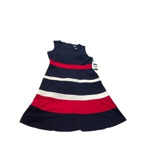 Tommy Hilfiger Womens blue red Sleeveless slip midi Dress Size 14 SKU 9203